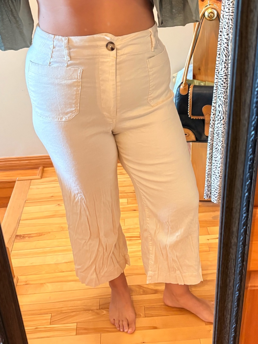 Maeve Collette Linen Stretch High Rise Wide Leg Pants